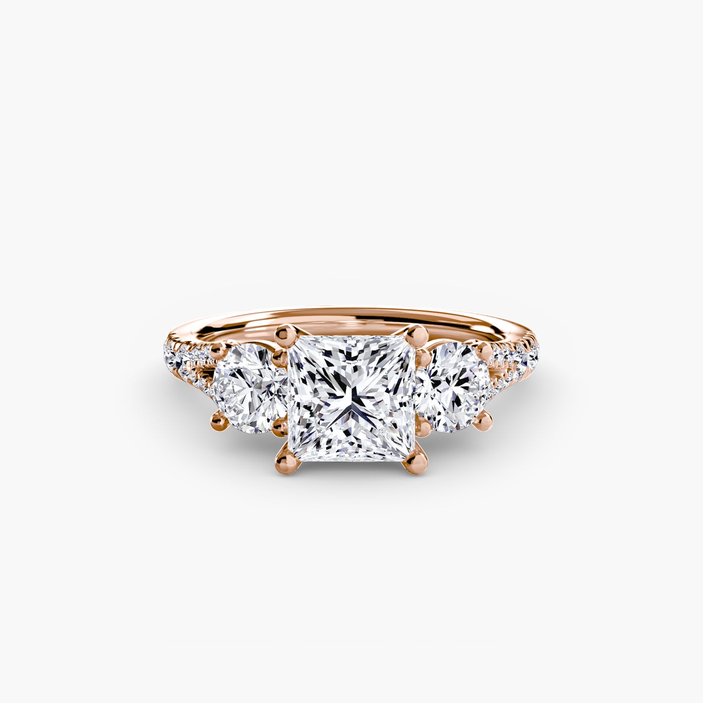 2.3mm | Pave-Accented Three-Stone Engagement Ring