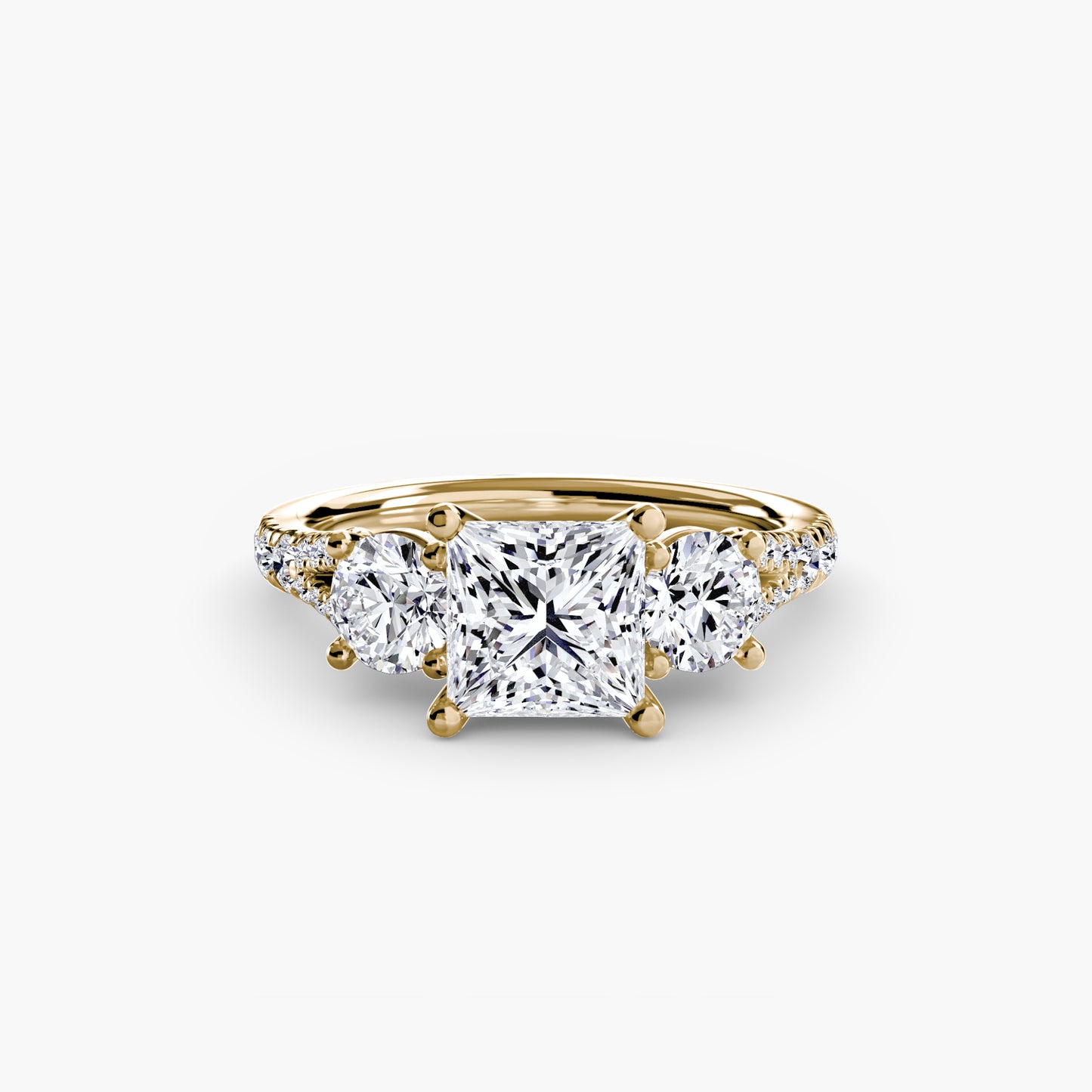 2.3mm | Pave-Accented Three-Stone Engagement Ring
