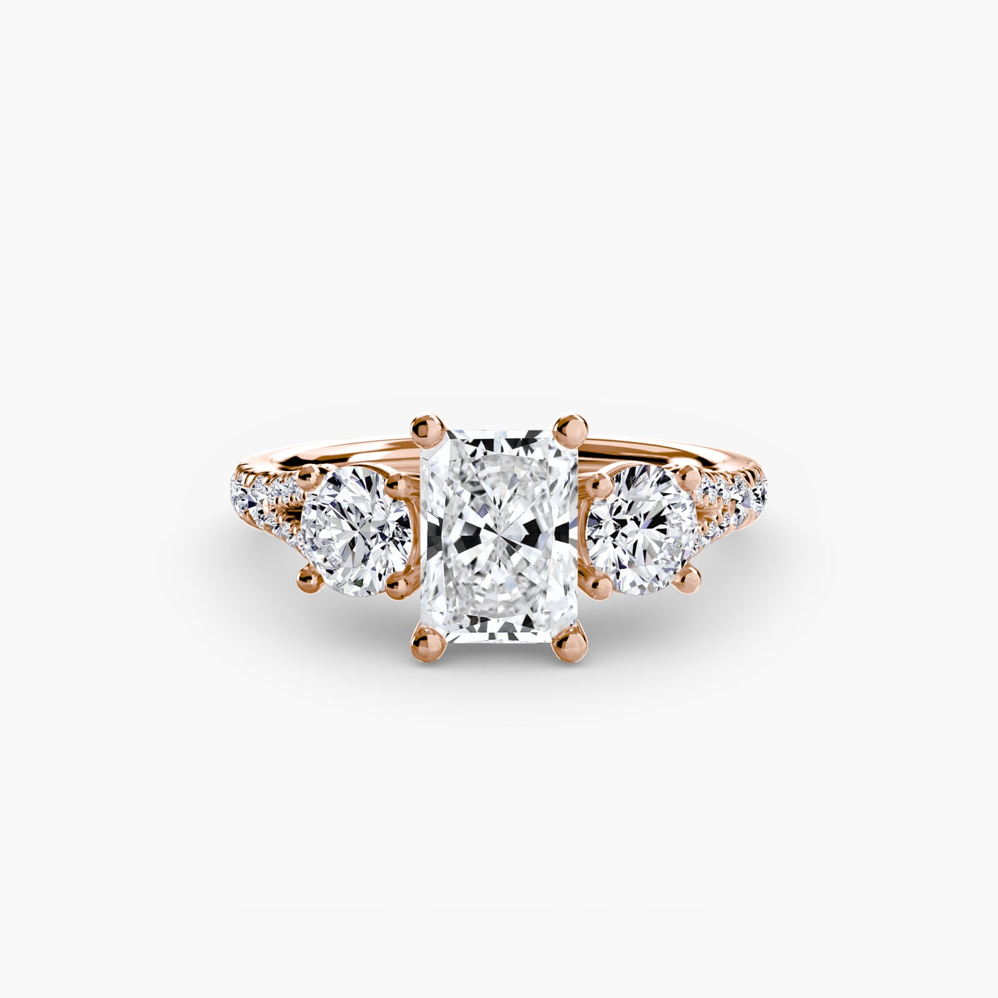 2.3mm | Pave-Accented Three-Stone Engagement Ring