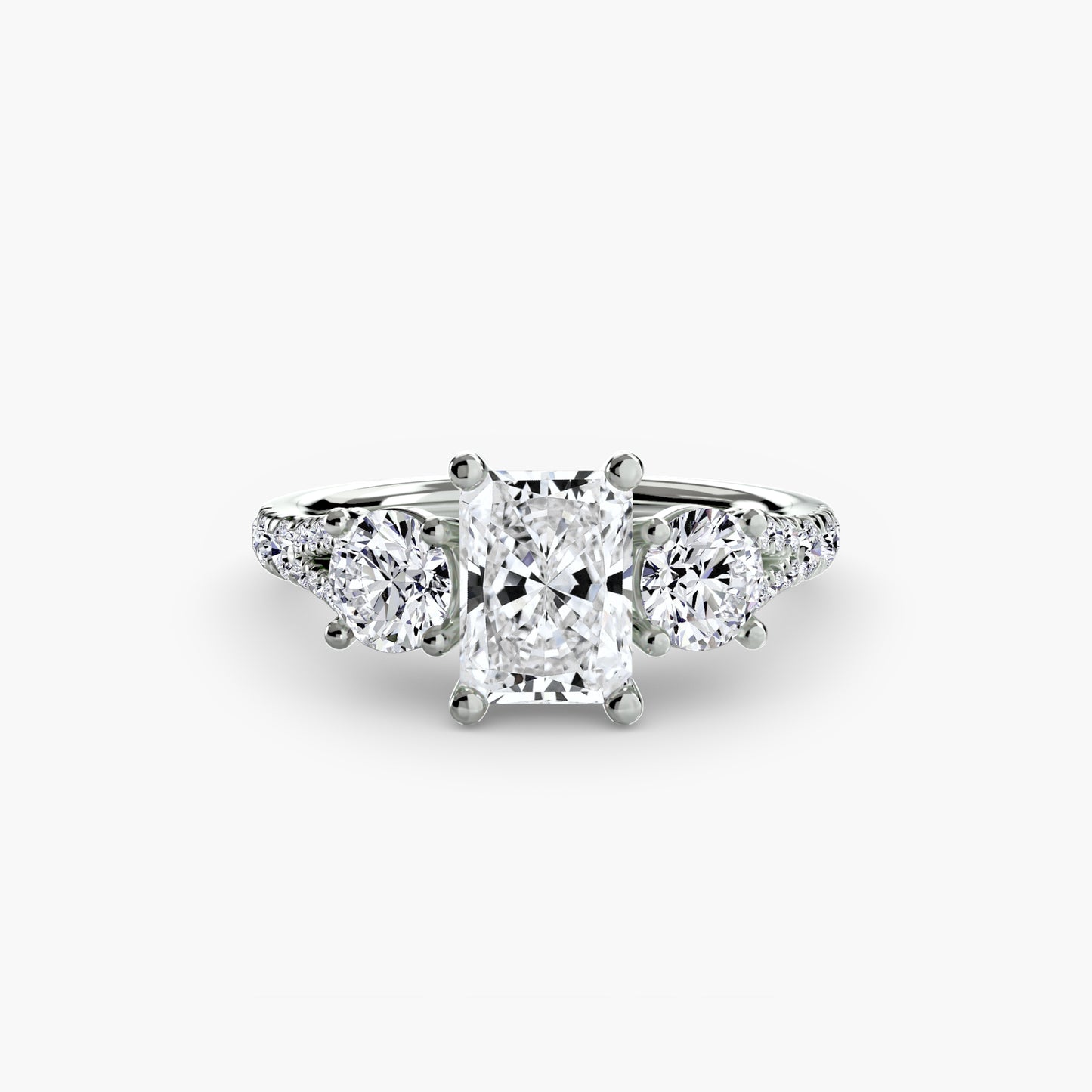 2.3mm | Pave-Accented Three-Stone Engagement Ring