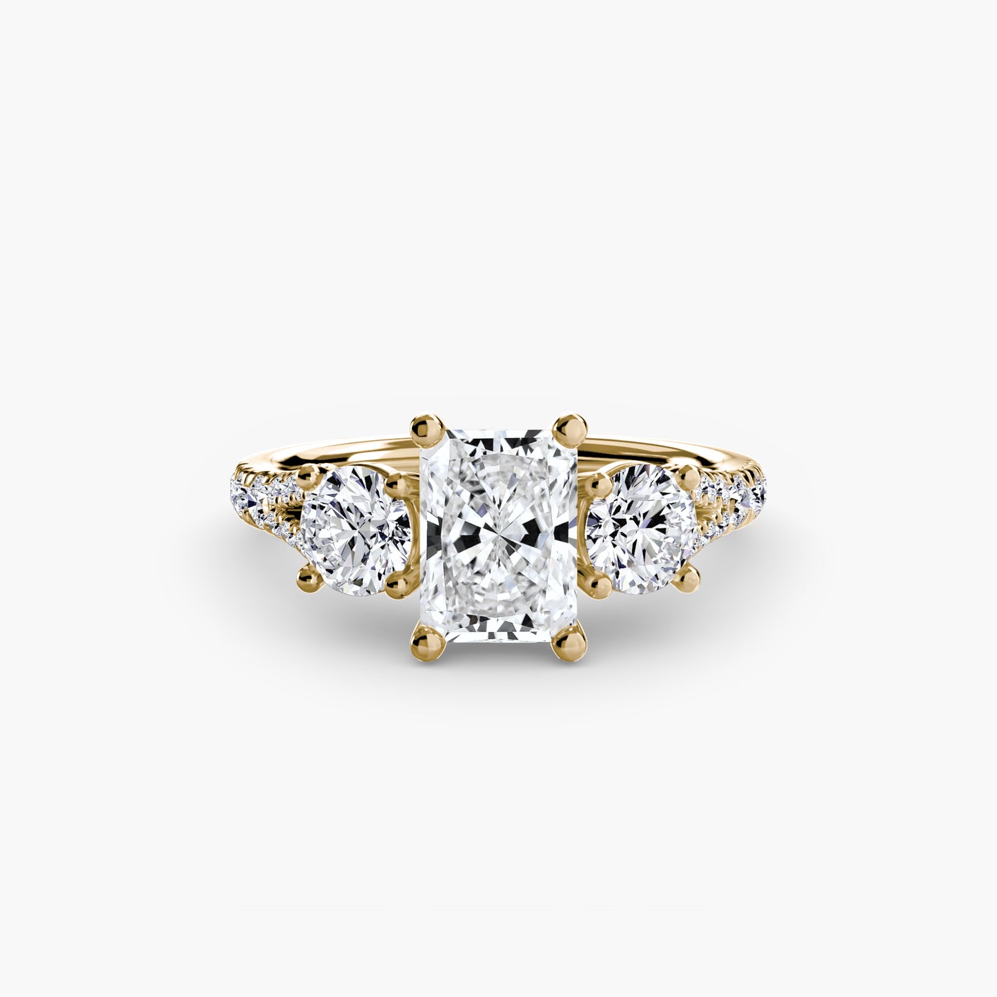 2.3mm | Pave-Accented Three-Stone Engagement Ring