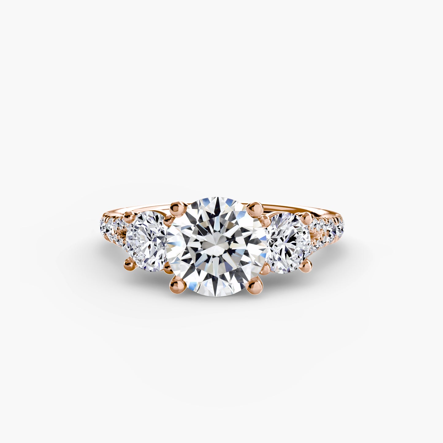 2.3mm | Pave-Accented Three-Stone Engagement Ring