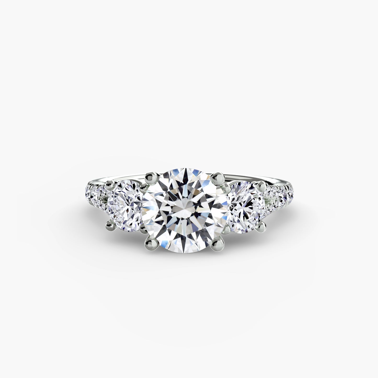 2.3mm | Pave-Accented Three-Stone Engagement Ring