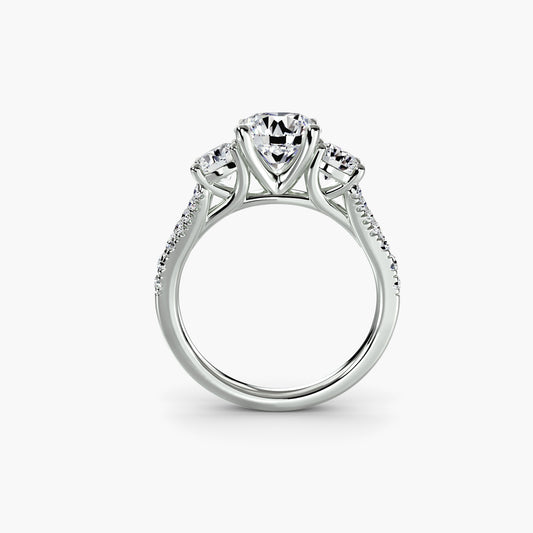 2.3mm | Pave-Accented Three-Stone Engagement Ring