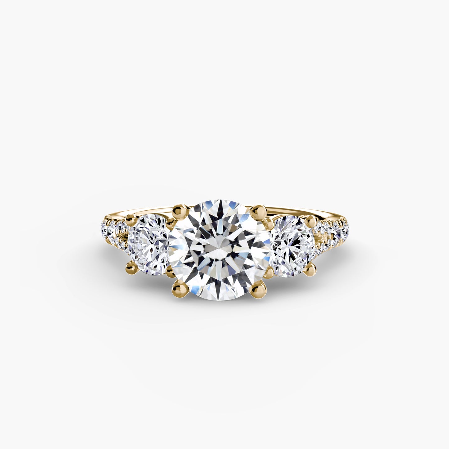 2.3mm | Pave-Accented Three-Stone Engagement Ring
