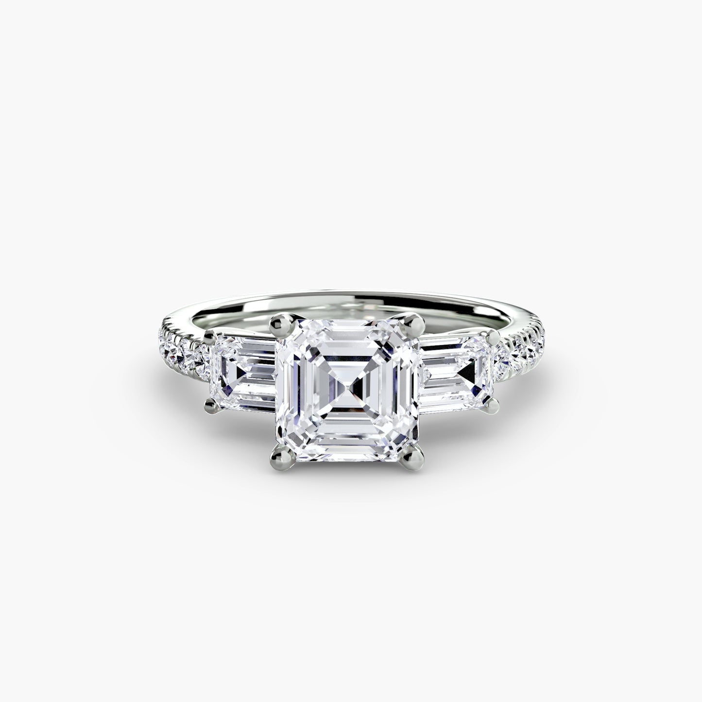 Three-Stone with Pavé Band Engagement RIng