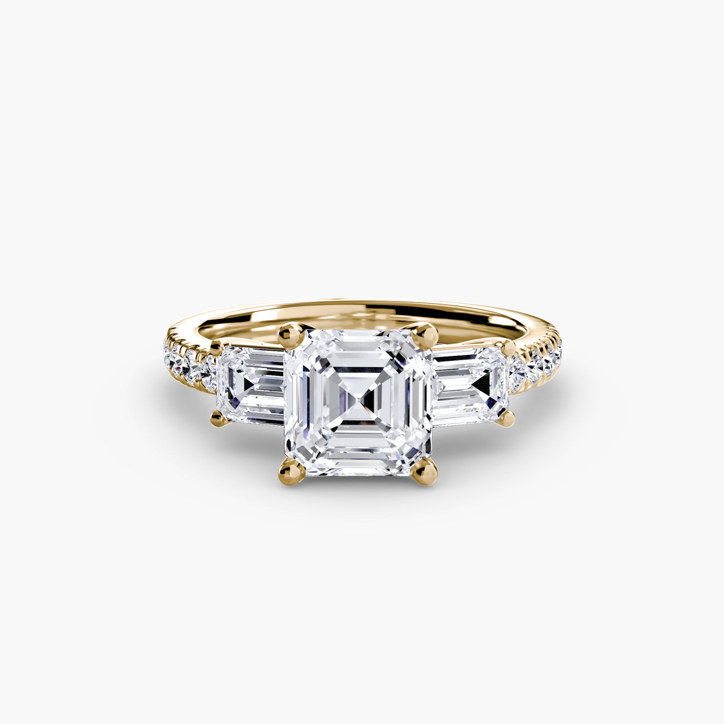 Three-Stone with Pavé Band Engagement RIng