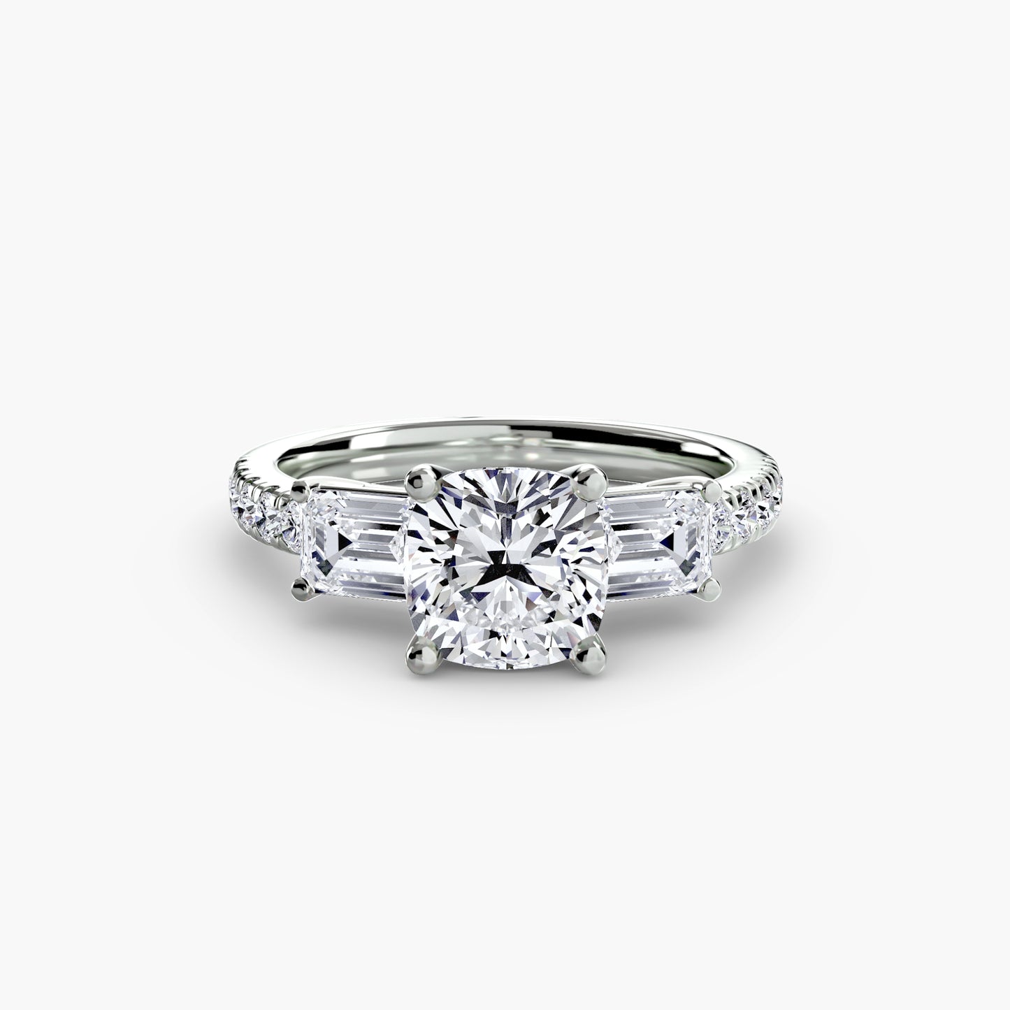 Three-Stone with Pavé Band Engagement RIng