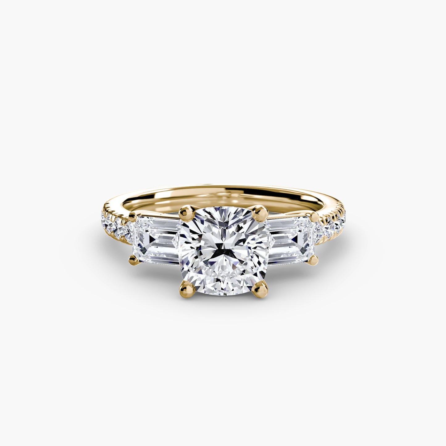 Three-Stone with Pavé Band Engagement RIng