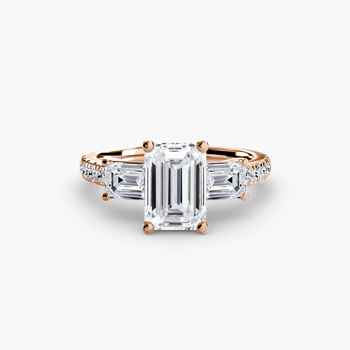 Three-Stone with Pavé Band Engagement RIng