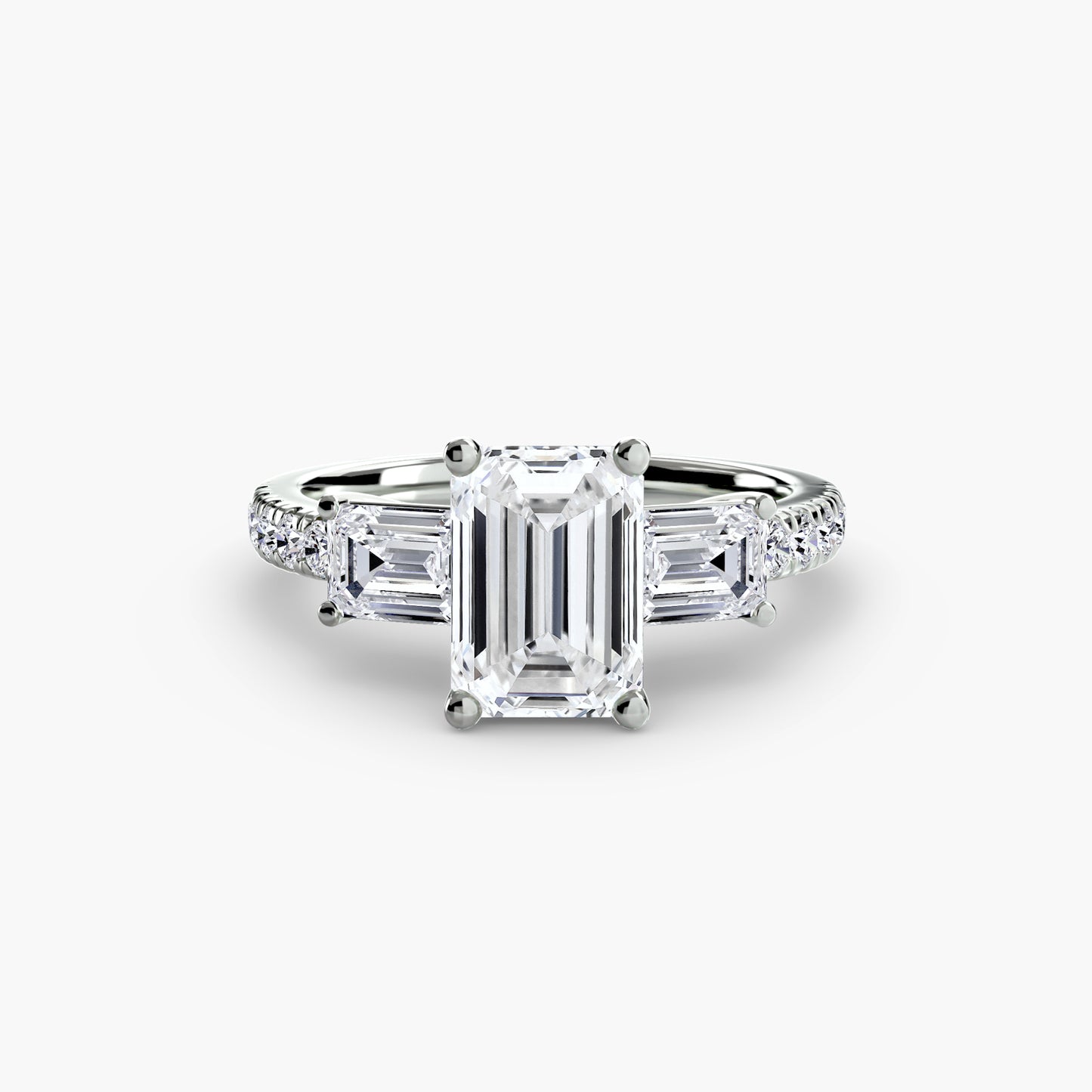 Three-Stone with Pavé Band Engagement RIng