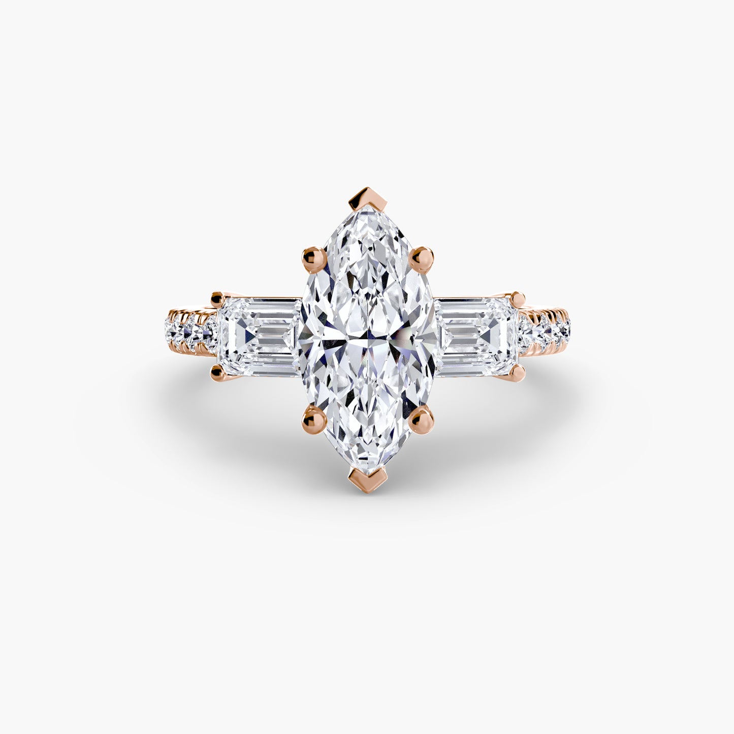 Three-Stone with Pavé Band Engagement RIng