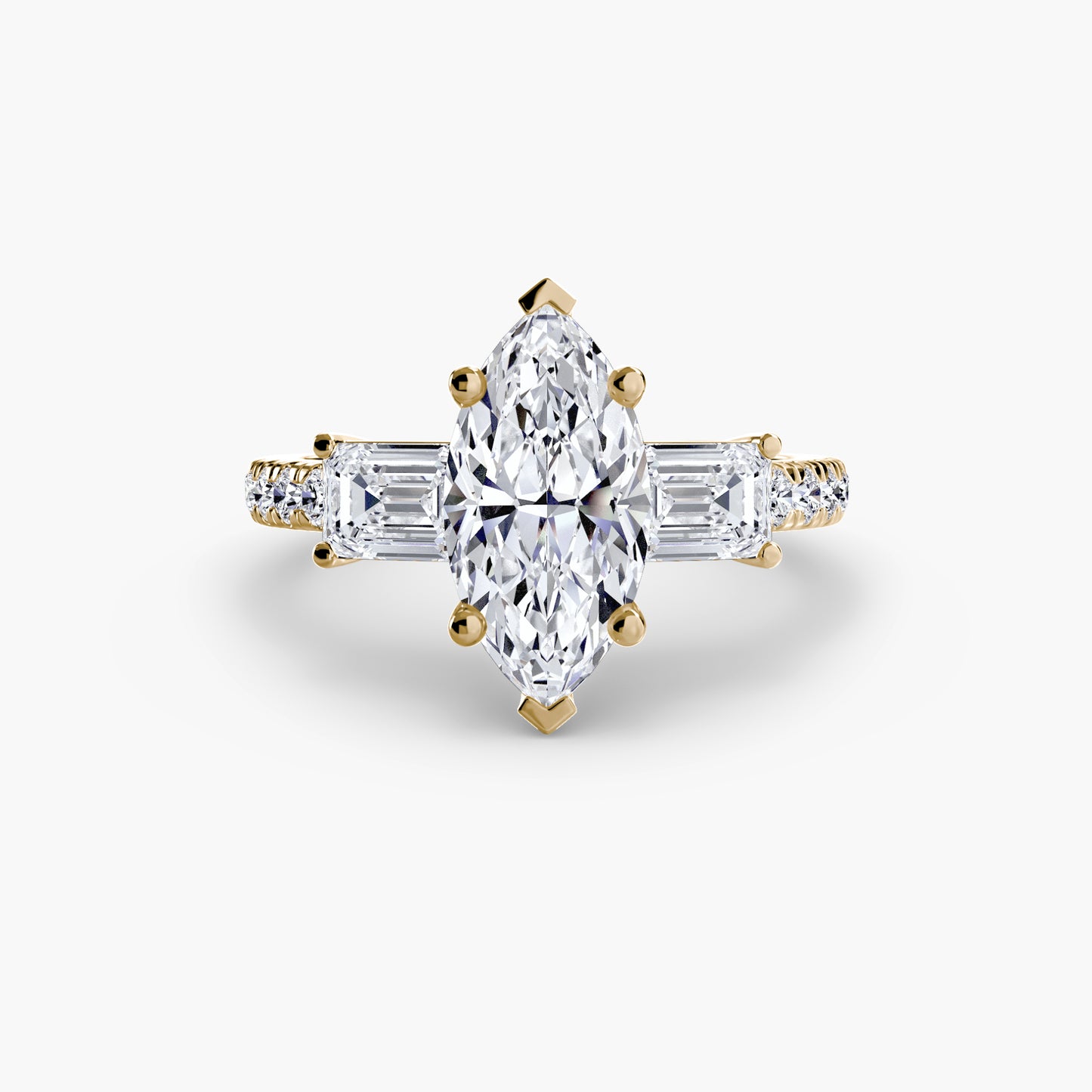 Three-Stone with Pavé Band Engagement RIng