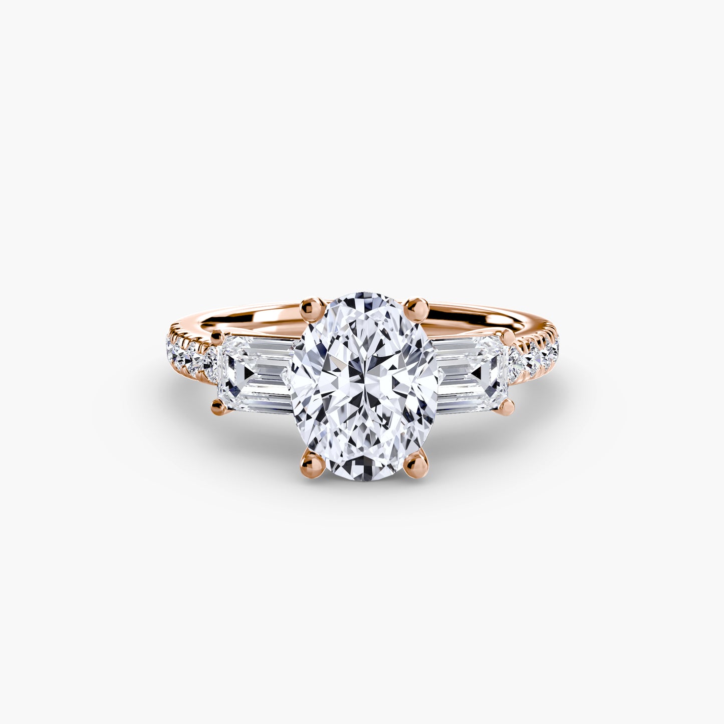 Three-Stone with Pavé Band Engagement RIng