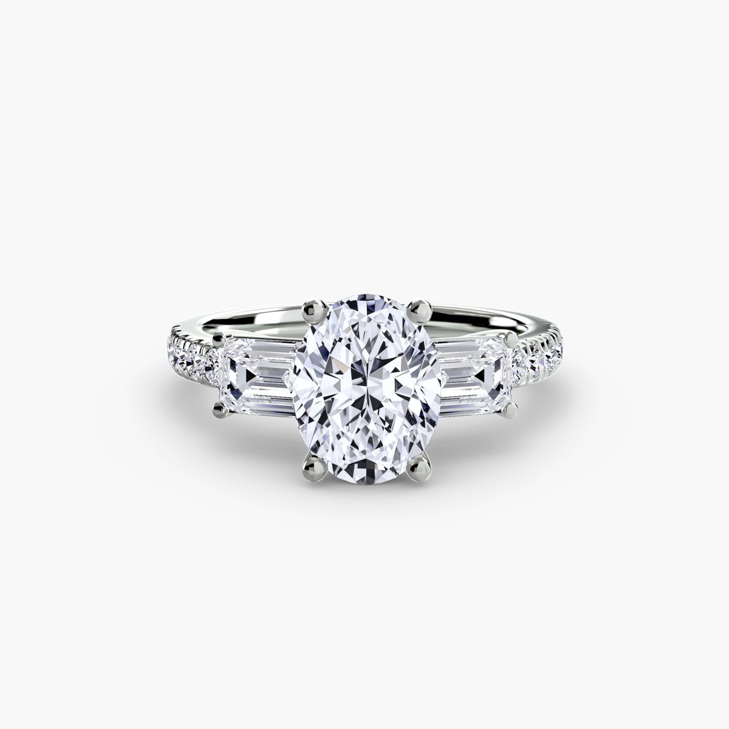 Three-Stone with Pavé Band Engagement RIng