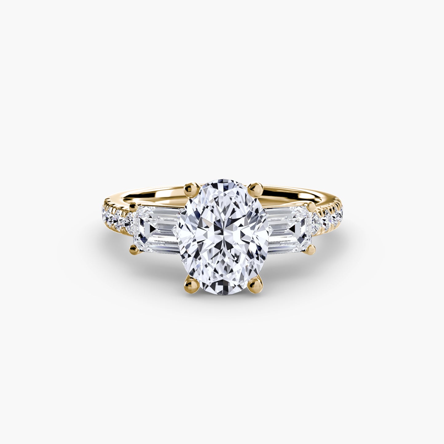 Three-Stone with Pavé Band Engagement RIng