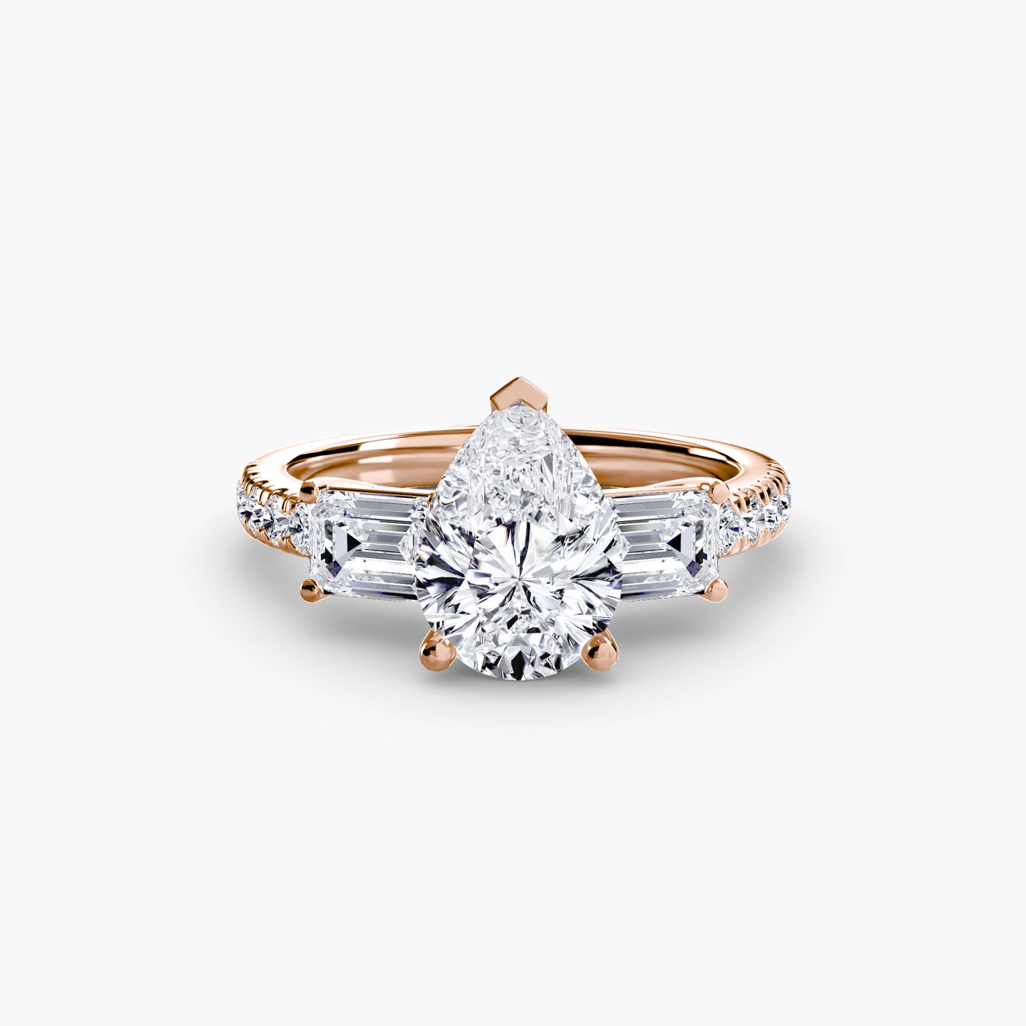 Three-Stone with Pavé Band Engagement RIng