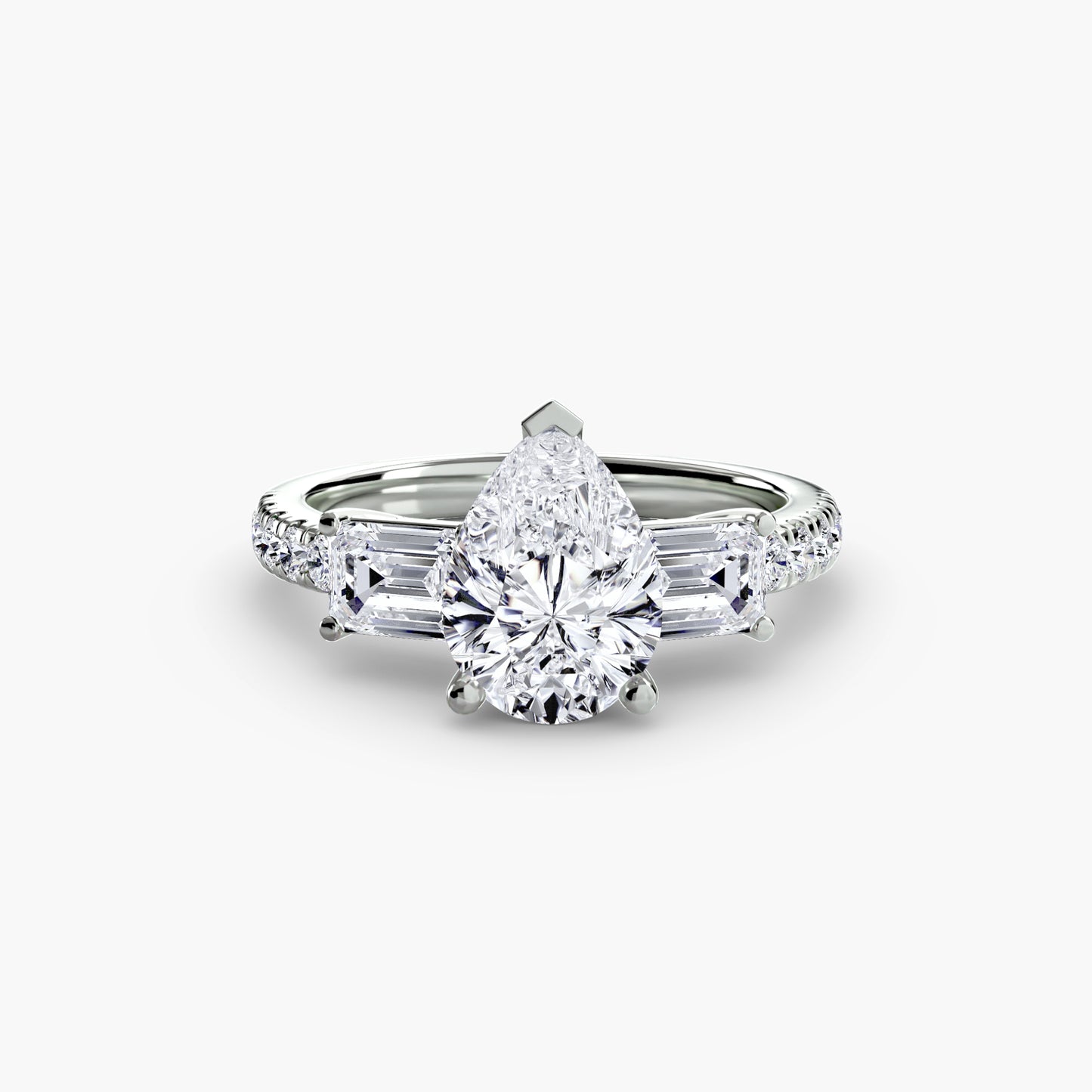 Three-Stone with Pavé Band Engagement RIng