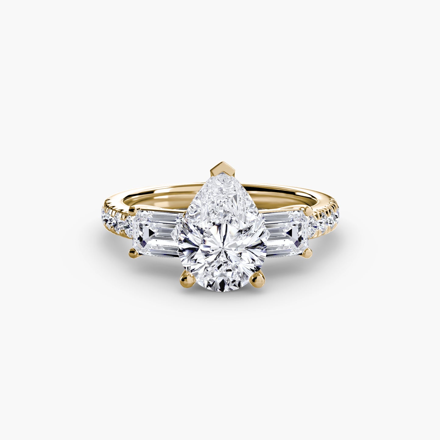 Three-Stone with Pavé Band Engagement RIng