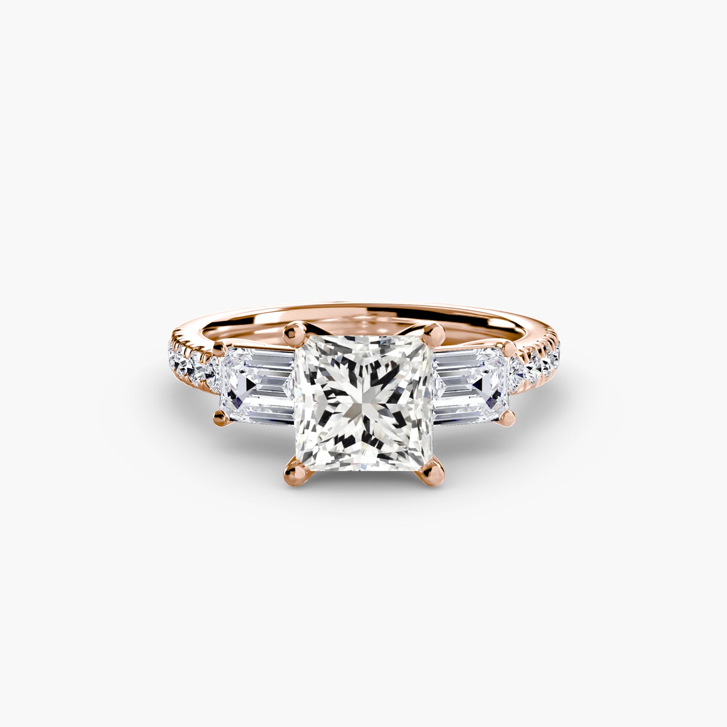 Three-Stone with Pavé Band Engagement RIng