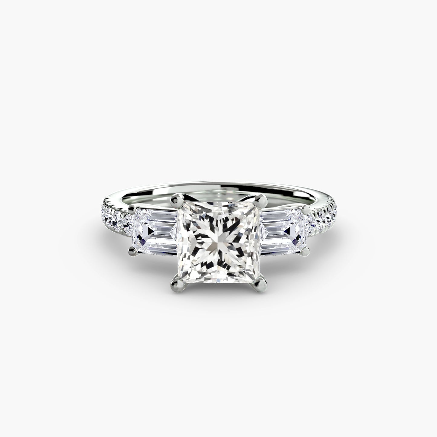 Three-Stone with Pavé Band Engagement RIng