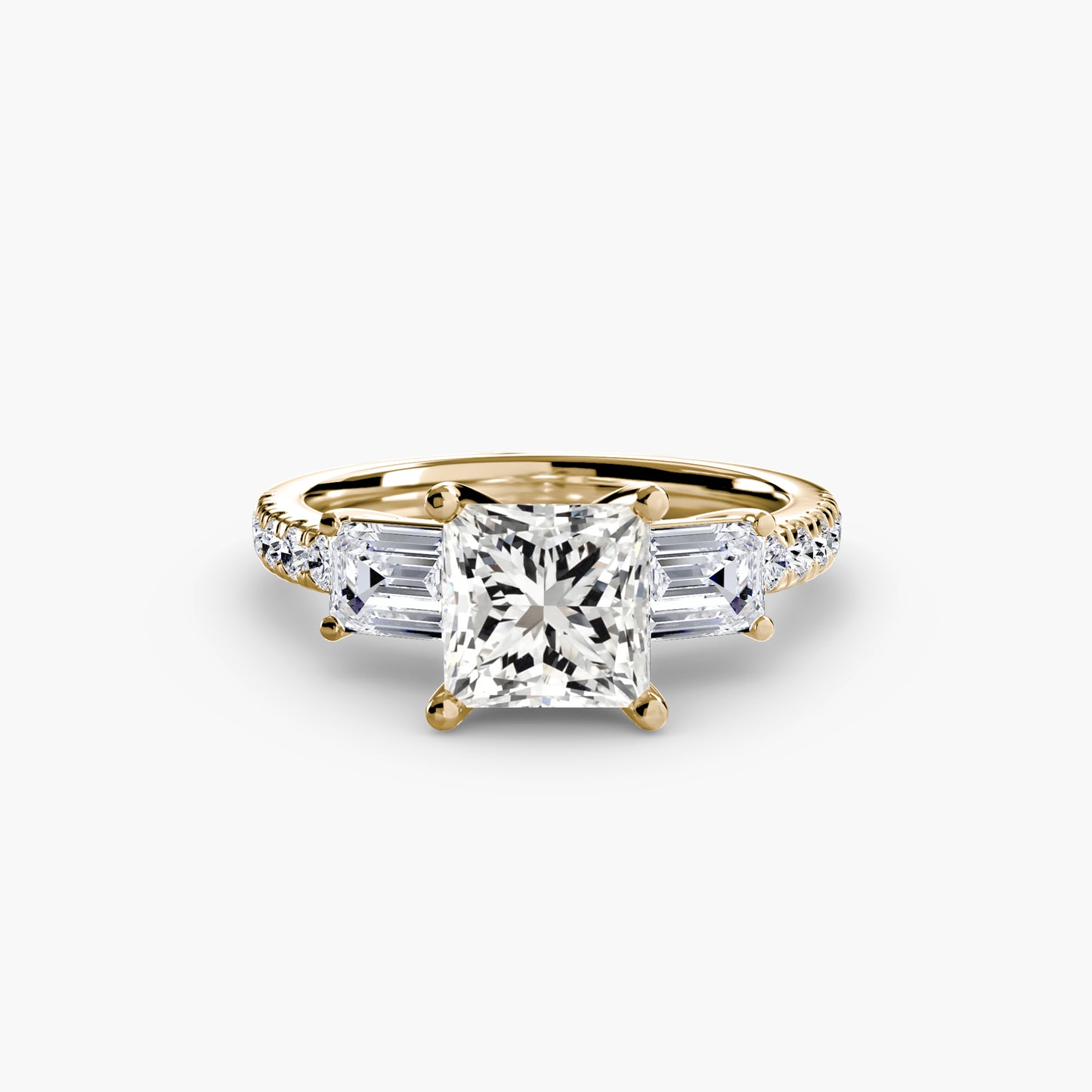 Three-Stone with Pavé Band Engagement RIng