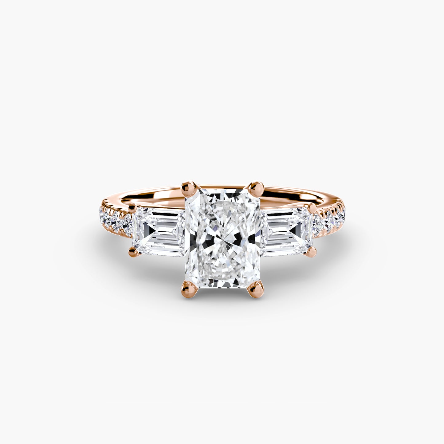 Three-Stone with Pavé Band Engagement RIng
