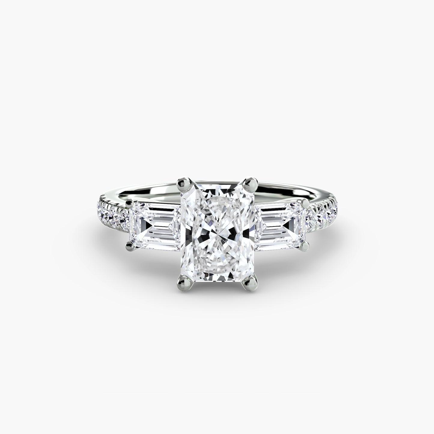Three-Stone with Pavé Band Engagement RIng