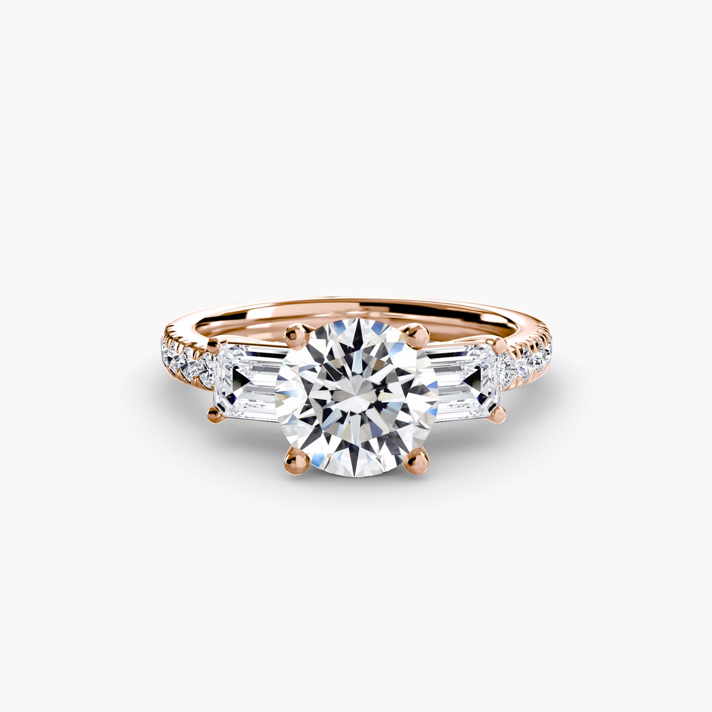 Three-Stone with Pavé Band Engagement RIng