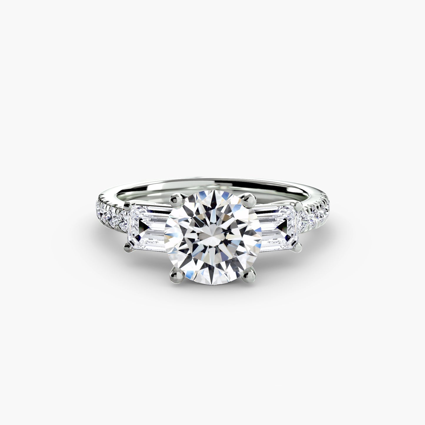 Three-Stone with Pavé Band Engagement RIng