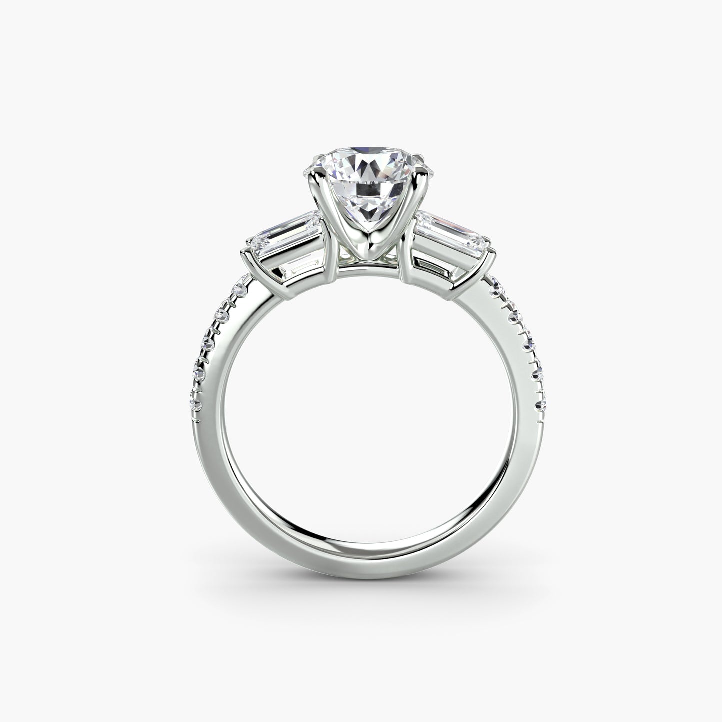 Three-Stone with Pavé Band Engagement RIng