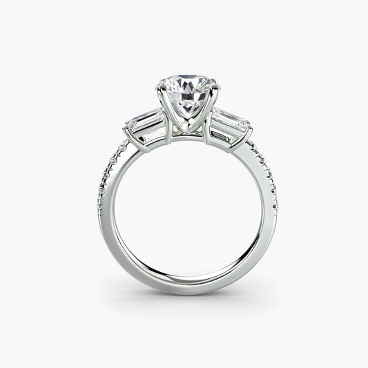 Three-Stone with Pavé Band Engagement RIng