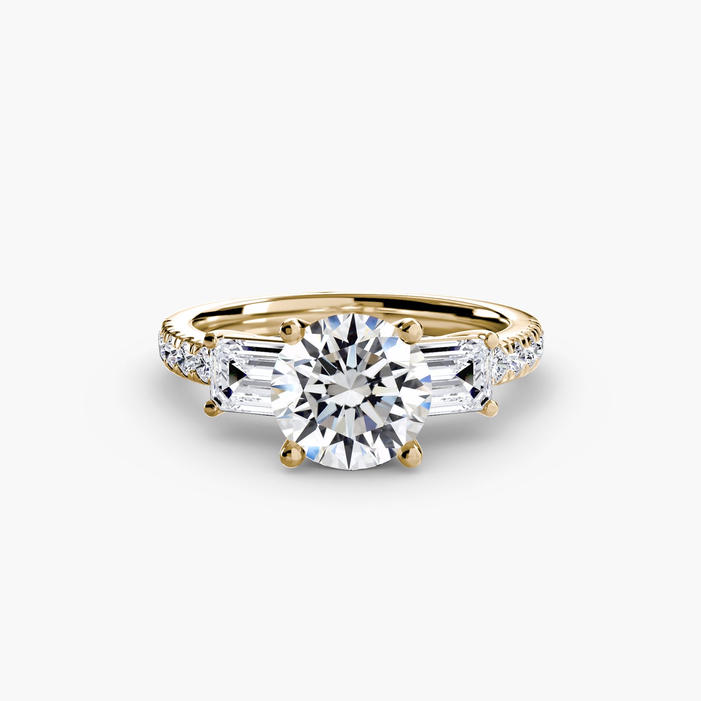 Three-Stone with Pavé Band Engagement RIng