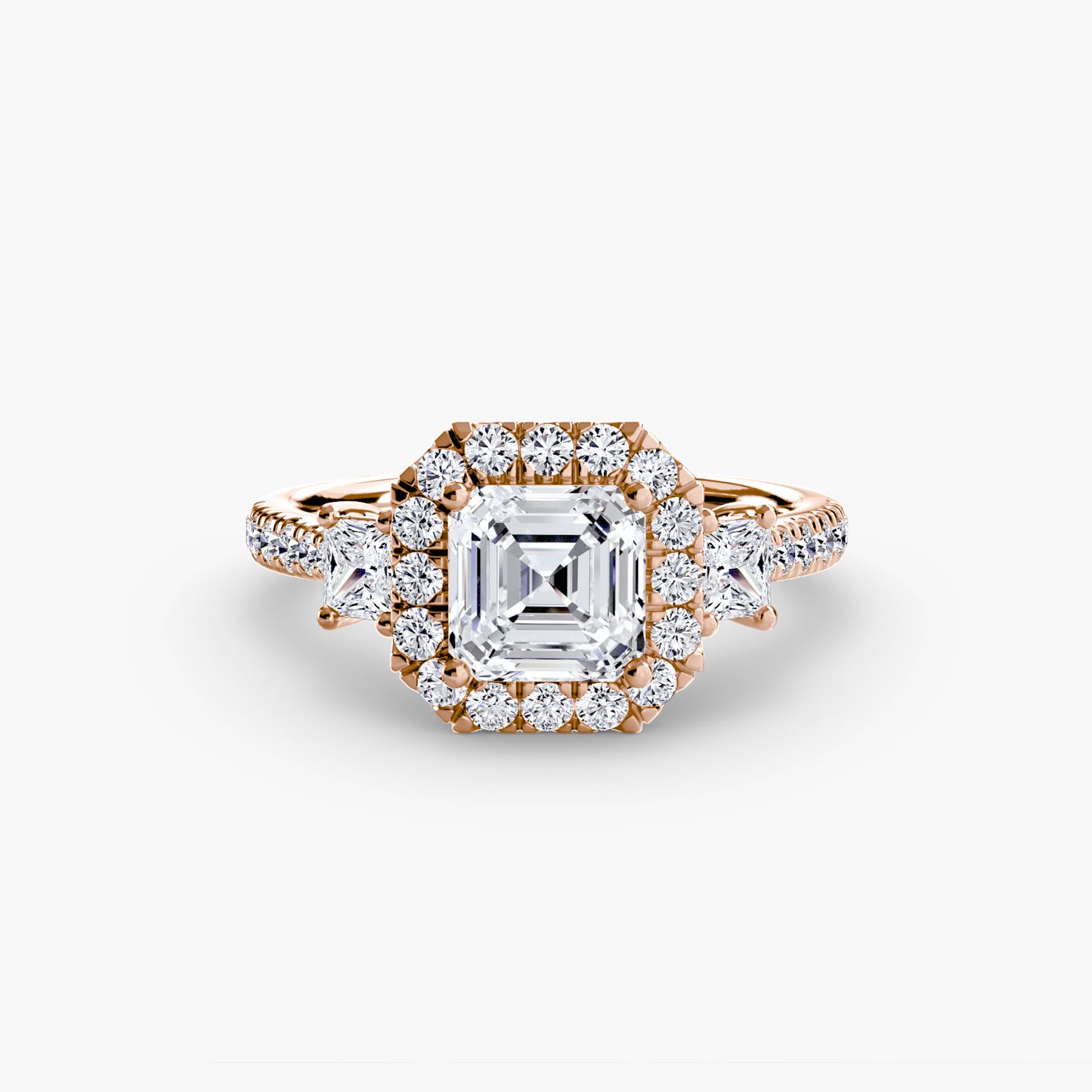 Three-Stone Accented Halo Ring