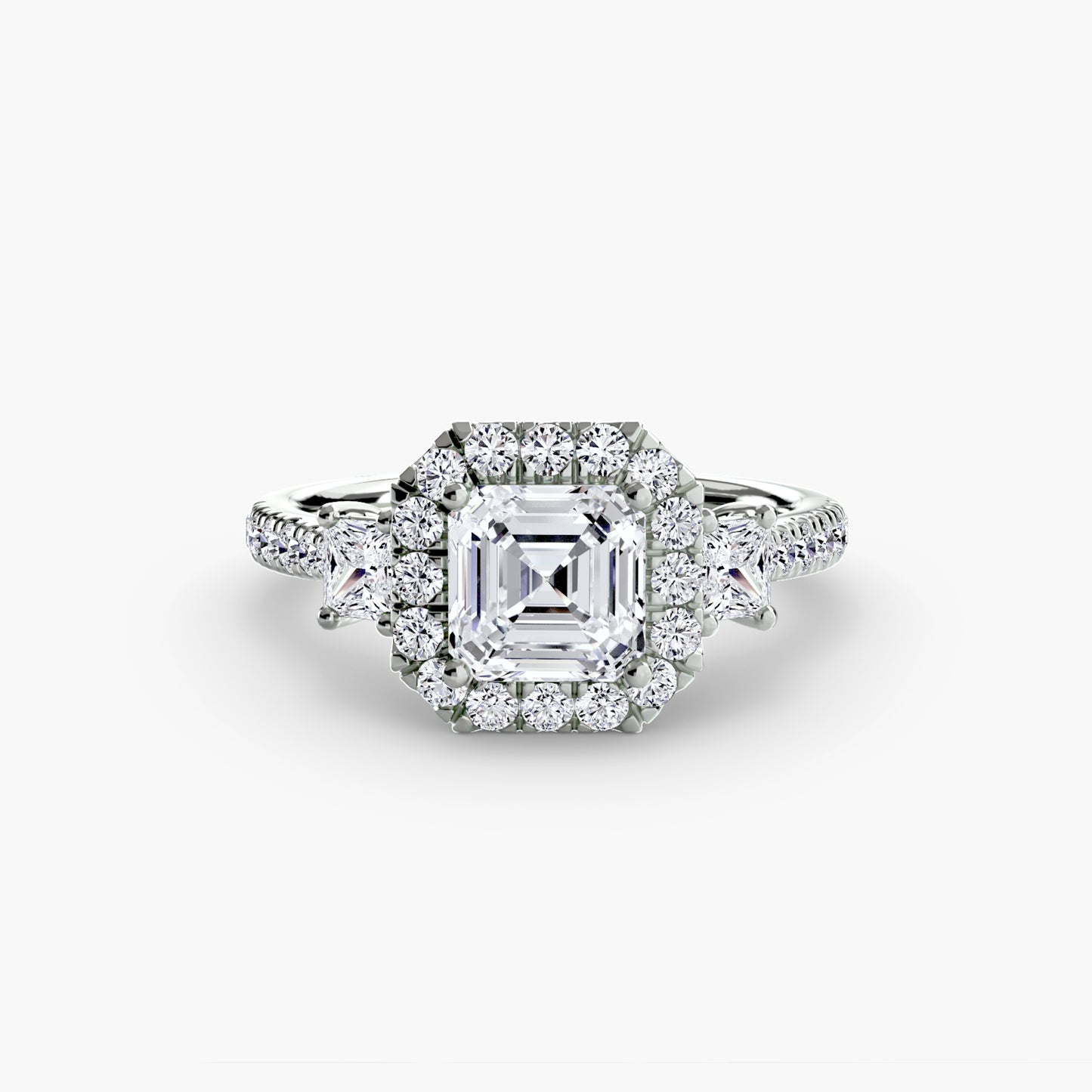 Three-Stone Accented Halo Ring