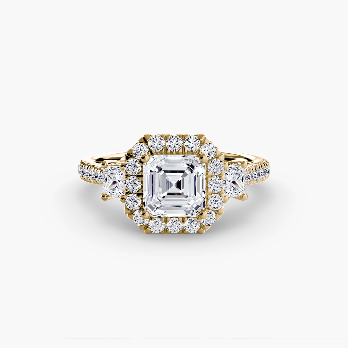 Three-Stone Accented Halo Ring