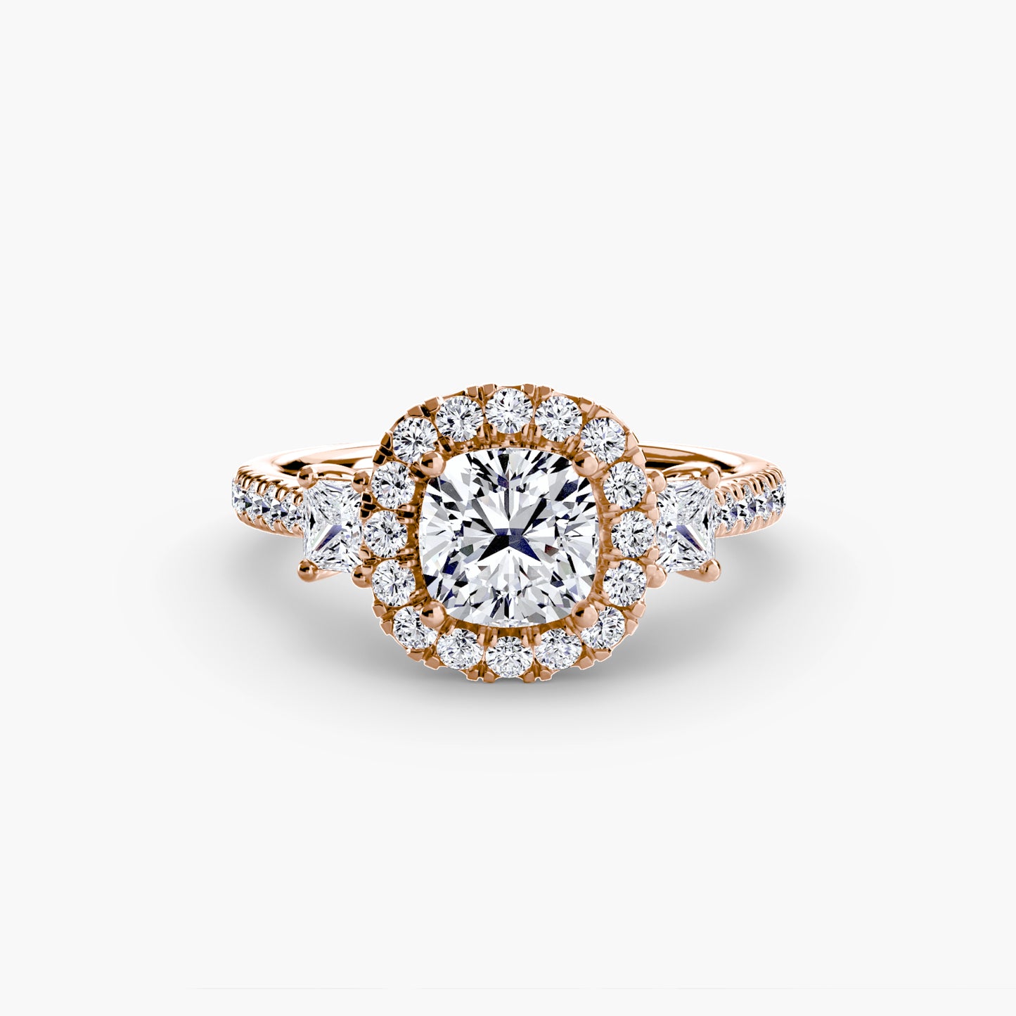 Three-Stone Accented Halo Ring