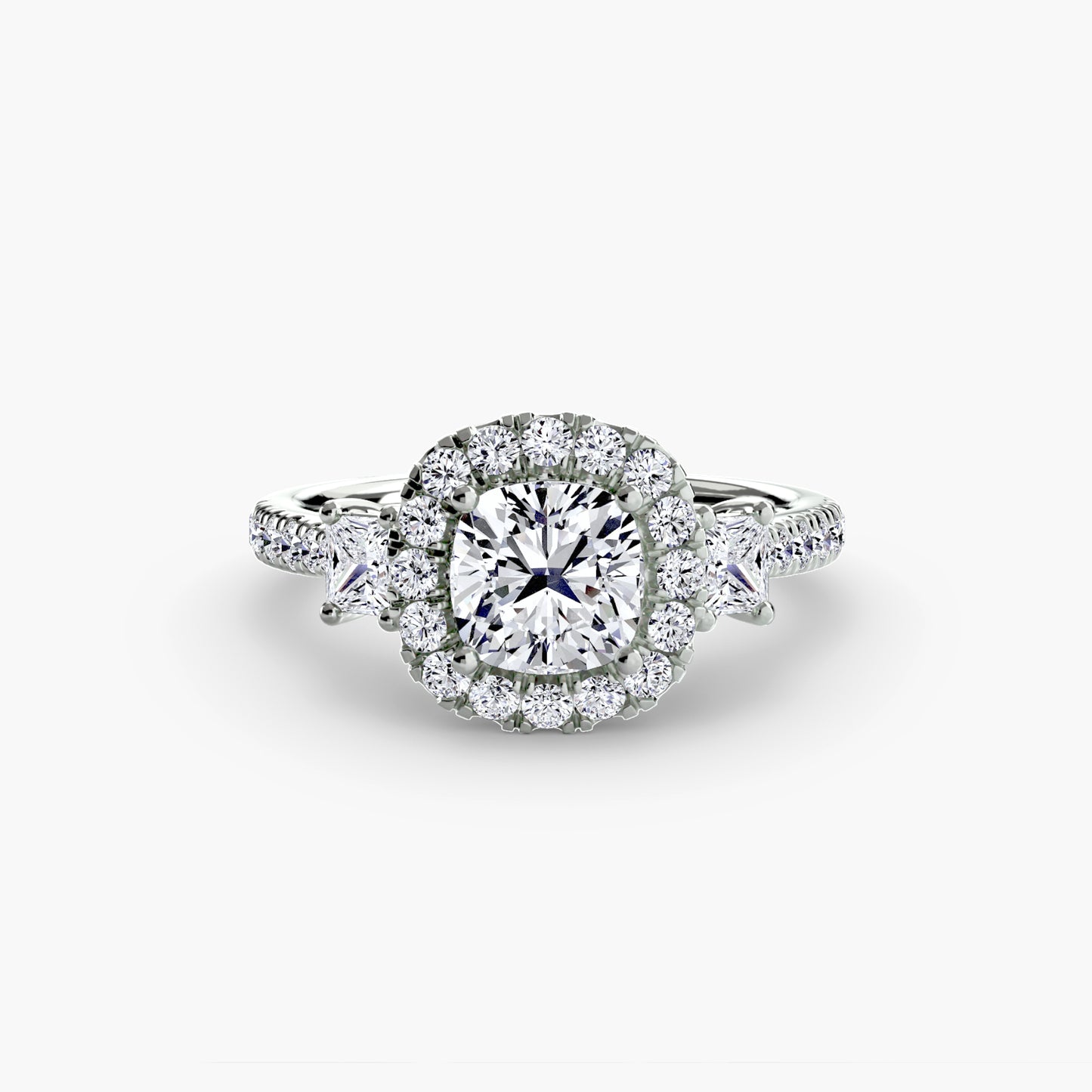 Three-Stone Accented Halo Ring