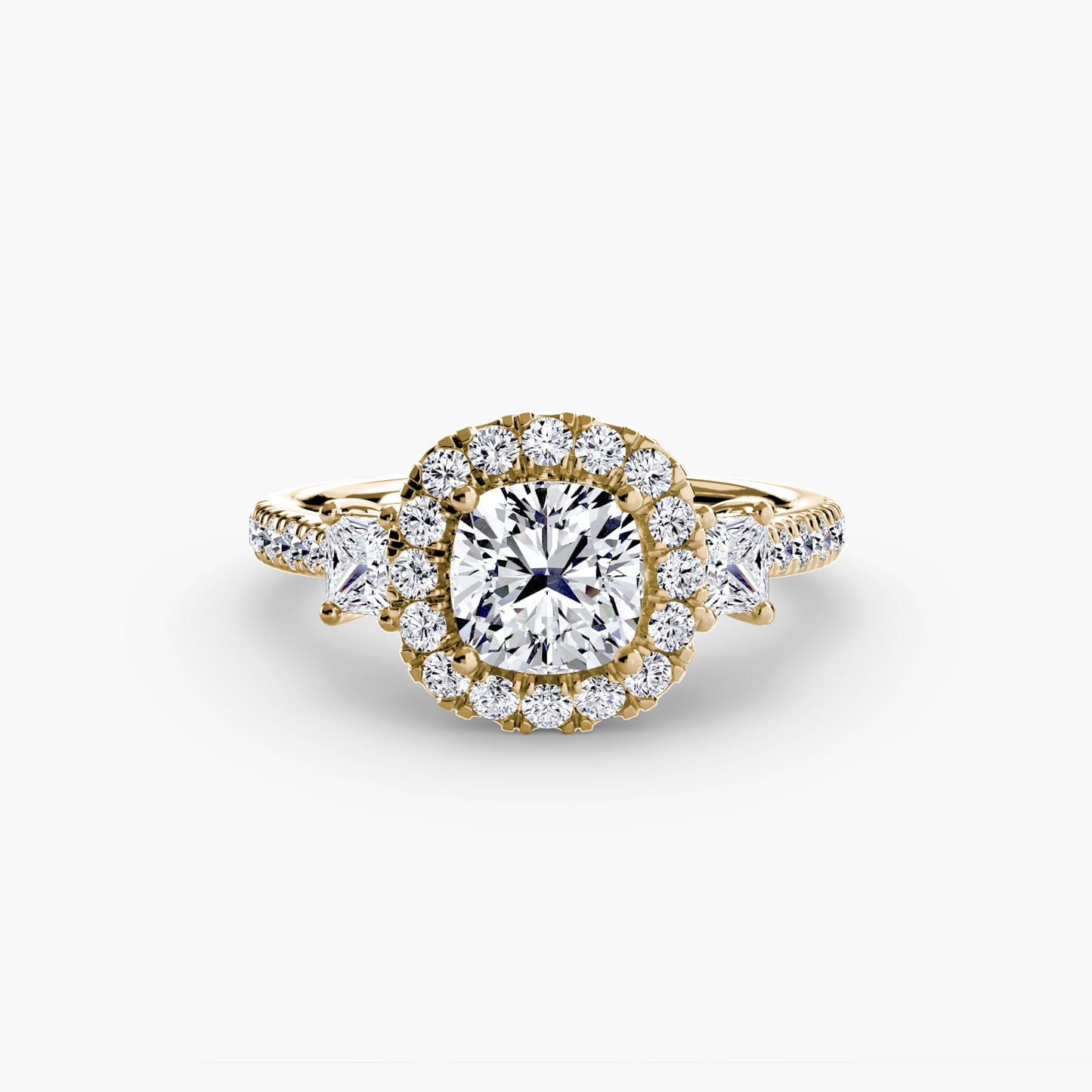 Three-Stone Accented Halo Ring