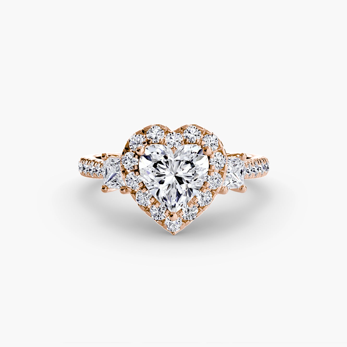 Three-Stone Accented Halo Ring