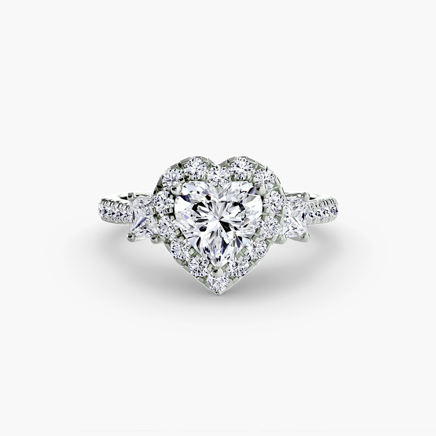 Three-Stone Accented Halo Ring