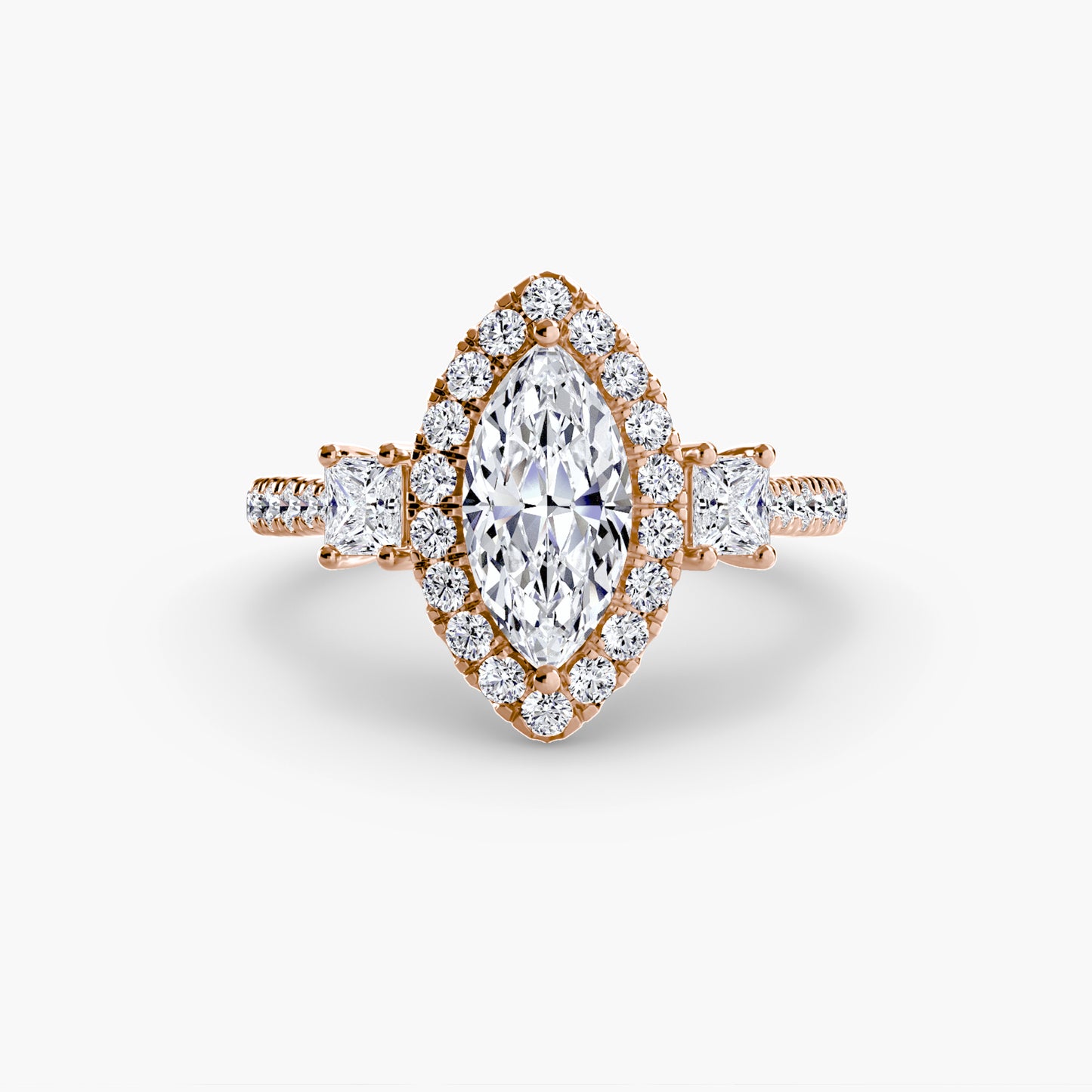 Three-Stone Accented Halo Ring