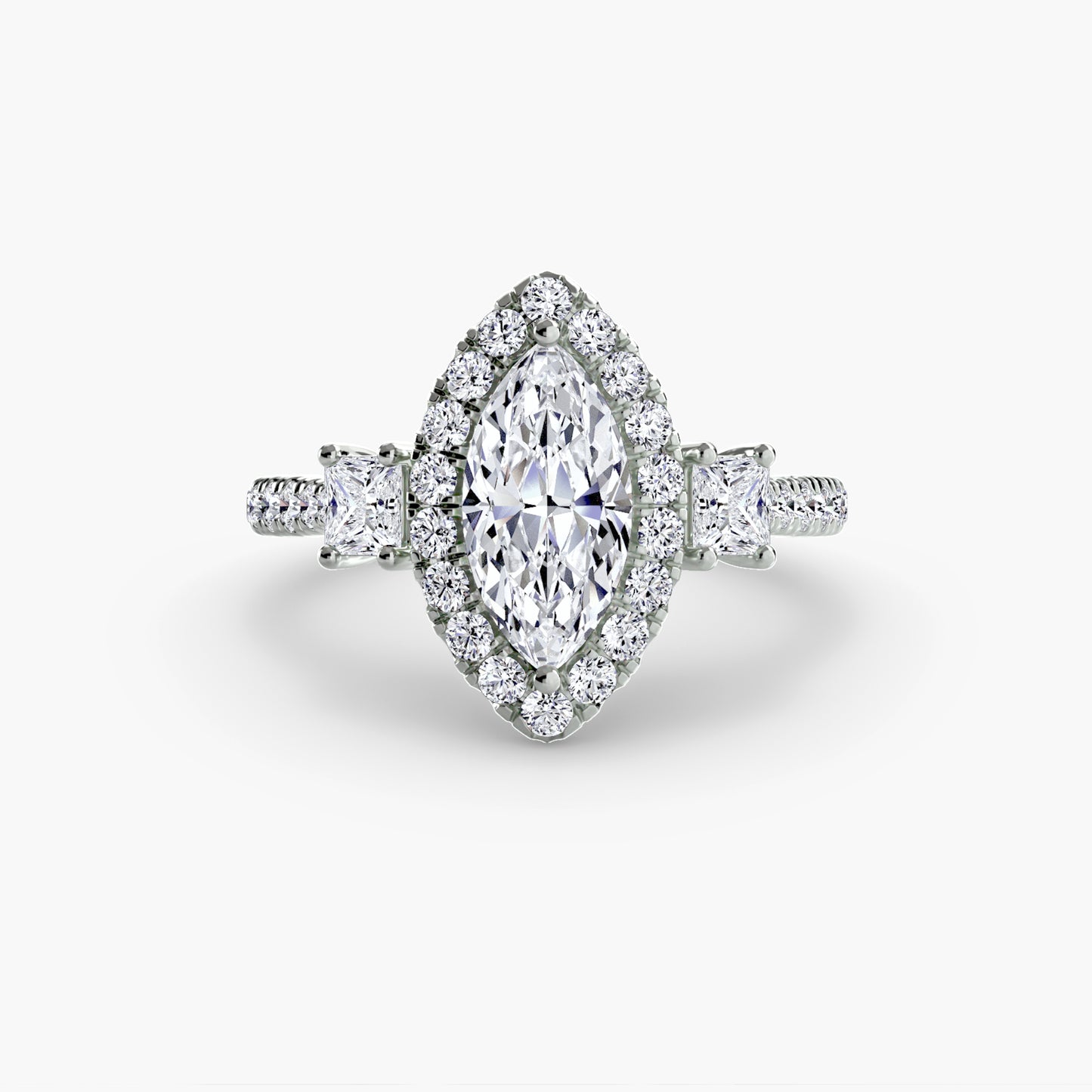 Three-Stone Accented Halo Ring