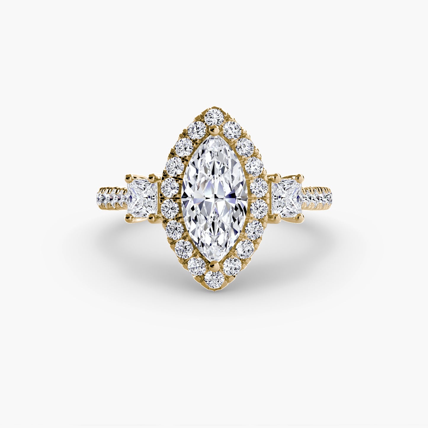 Three-Stone Accented Halo Ring