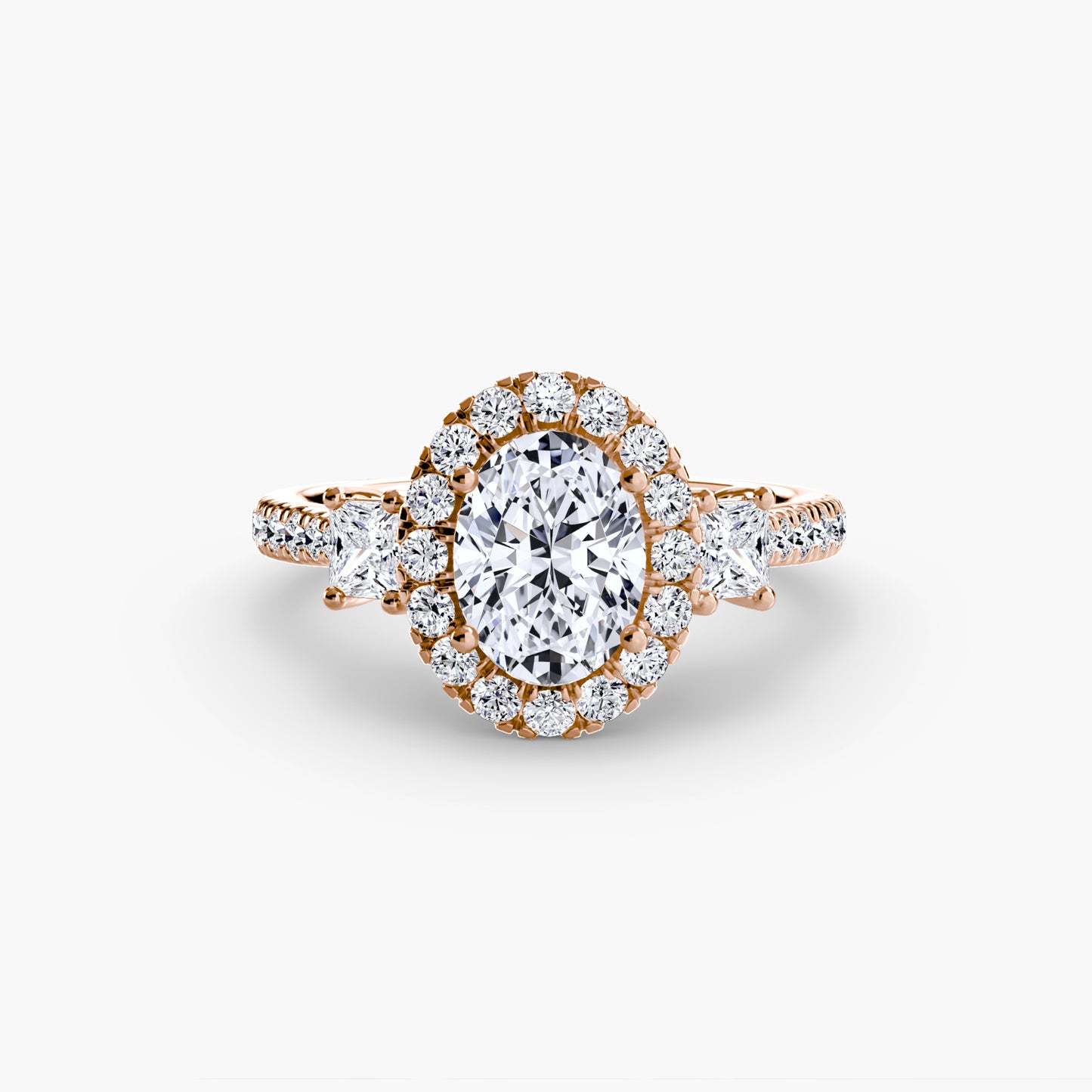 Three-Stone Accented Halo Ring