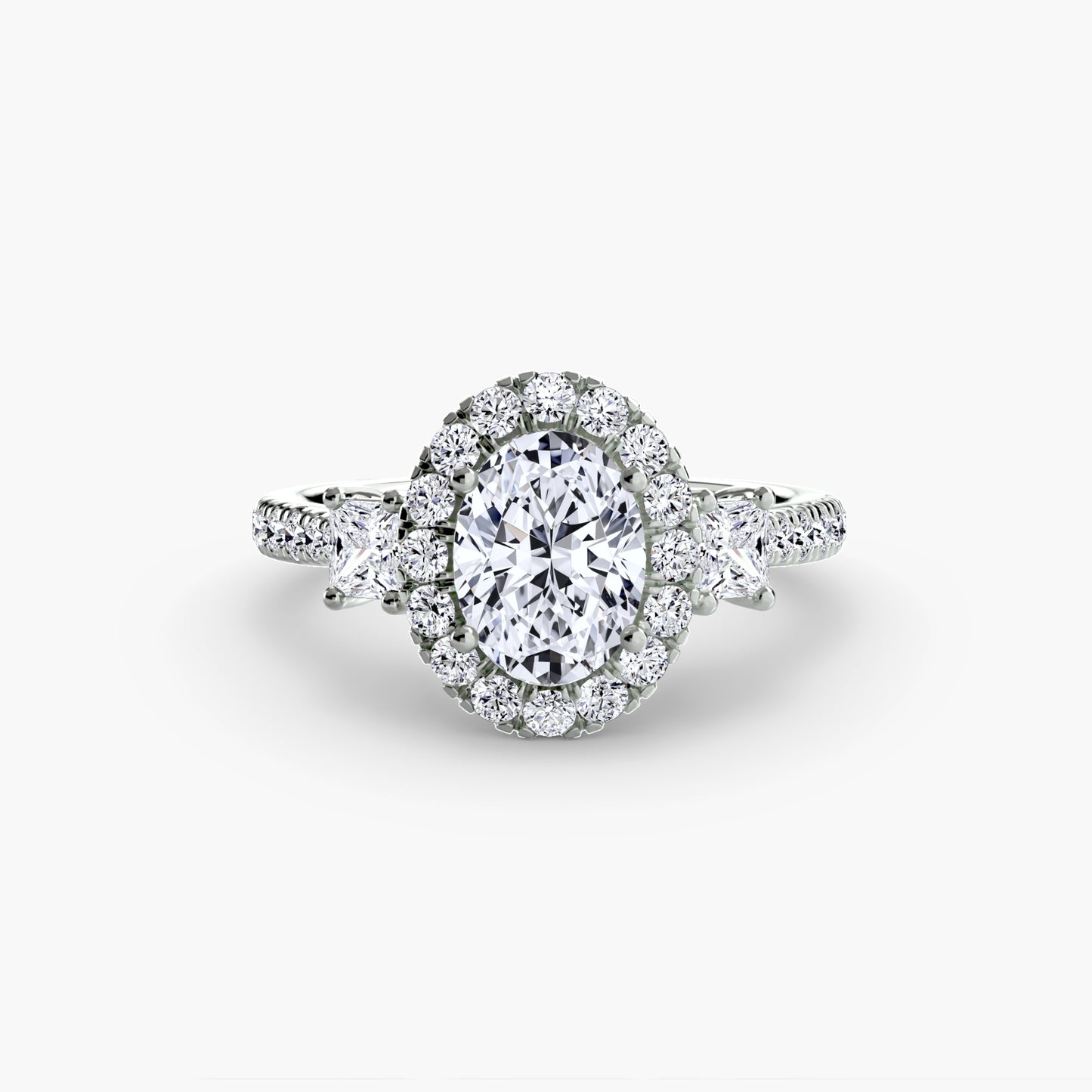 Three-Stone Accented Halo Ring