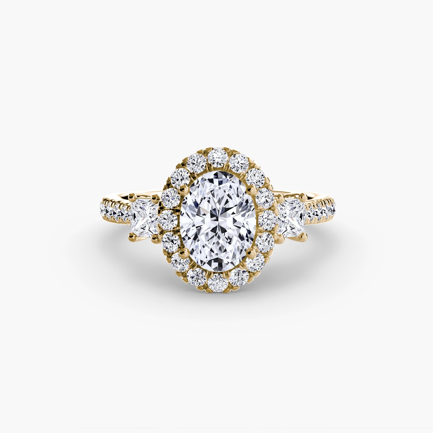 Three-Stone Accented Halo Ring