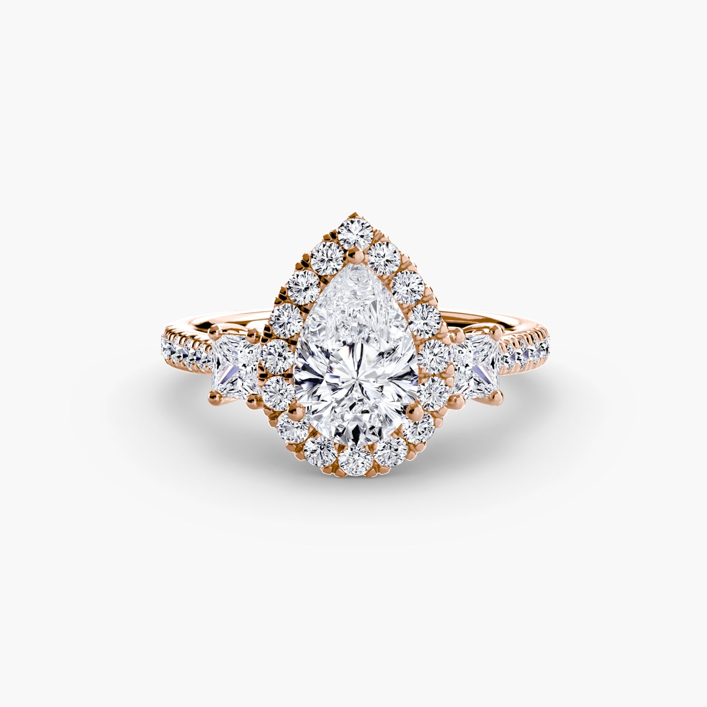 Three-Stone Accented Halo Ring