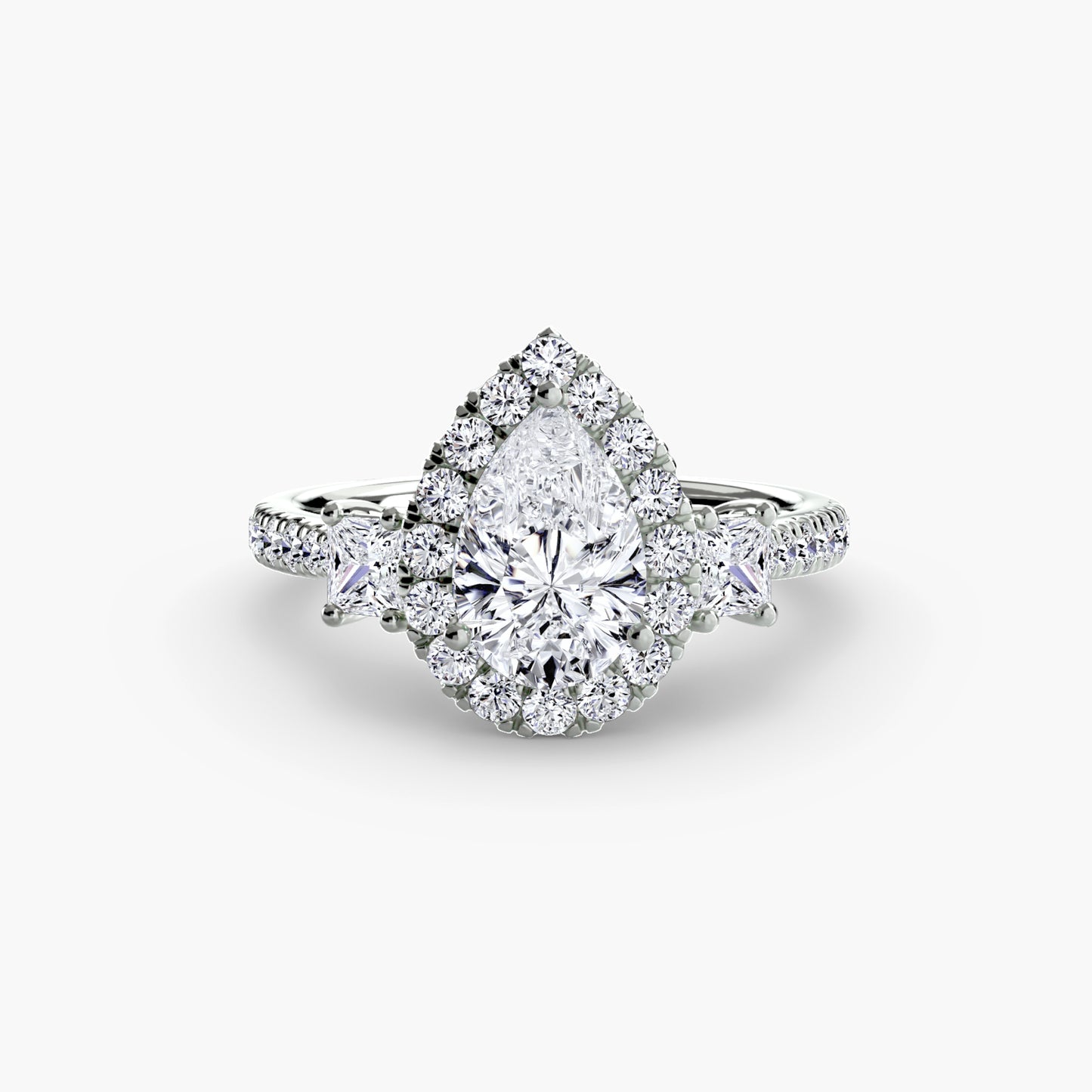 Three-Stone Accented Halo Ring