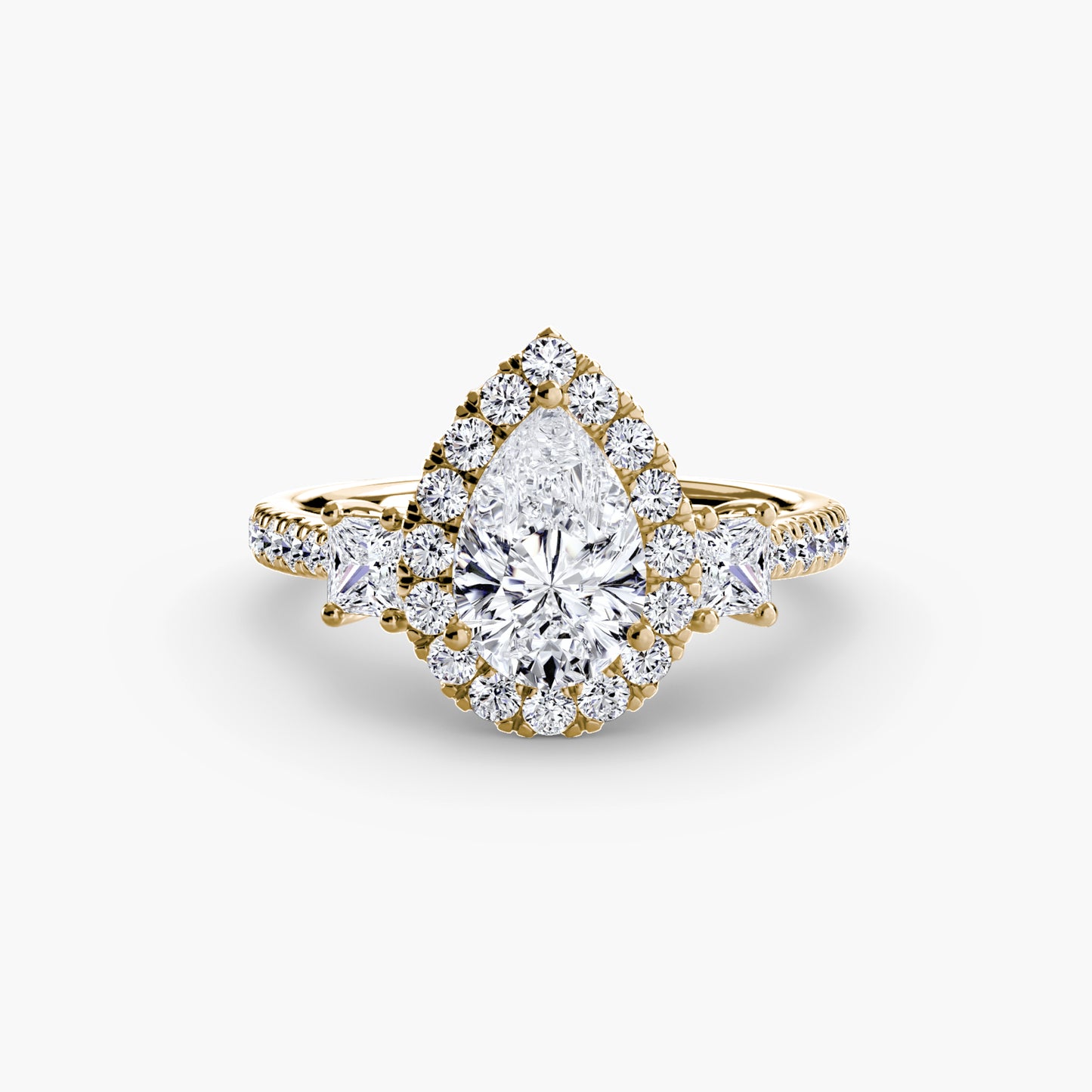 Three-Stone Accented Halo Ring